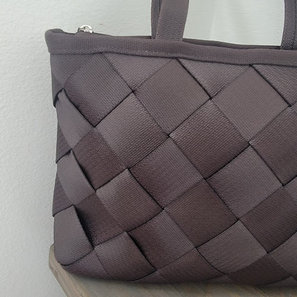 Maggie Bags Recycled Thick Seatbelt Webbing Tote Shoulder Bag Brown Purple 13x9‎ - Picture 3 of 16